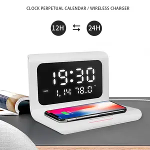 High Quality Universal Type C Wireless Charging Pad Bedroom Alarm Clock for Smartphone/Earphone