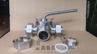 Válvula de Compuerta Sanitaria Manual de Tres Vías SMS de Acero Inoxidable SS316L de Alta Calidad, Ø25.4MM (1 Pulgada), Fabricada en China