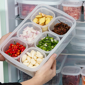 Compartmentalized Food <b>Storage</b> <b>Container</b> 6 Compartments Airtight Refrigerator Organizer <b>Kitchen</b> Spice Box With Lids - Product Image 1