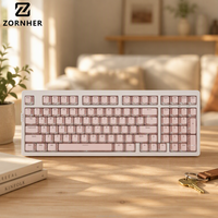 Clavier mécanique ZORNHER ZH870 Rose Royal Lumineux 88 touches RVB rétroéclairé Hot-Swap USB Type-C Sans fil Tri-mode Programmable pour Gaming et Bureau