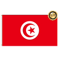 Vente en gros 3x5ft Tunisie drapeaux 68D/100D polyester Personnaliser toutes les nations expédition rapide Fournisseur fiable livraison rapide