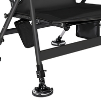 Chaise de pêche pliable portable avec dossier inclinable réglable, appui-tête rembourré et poches de rangement pour le camping et les activités de plein air