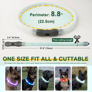 Kalung anjing LED silikon dapat diatur khusus lampu LED bercahaya aman malam hewan peliharaan kerah anjing - Product Image 2