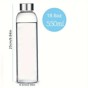 Botella de agua de vidrio transparente de borosilicato a prueba de fugas con tapa y funda Tapa de acero inoxidable 304 con anillo de sellado - Product Image 2