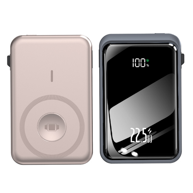 Small Pocket Wireless 4 in 1 Power Bank 10000mah Fast Charging PD22.5W Wireless 15W Earphone Watch Wireless Charger With 2 Cable