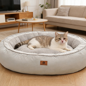 Großhandel Maßgefertigtes OEM Weiches Rundes Erhöhtes Hundebett mit Hohen Seitenwänden Komfortables Waschbares Nest - Product Image 1