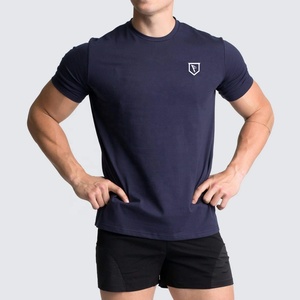 Venta al por mayor de camisetas de diseño personalizado con cuello redondo para hombres ropa de fitness en algodón orgánico Spandex de talla grande tela de Jersey - Product Image 5