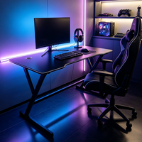 Bureau de jeu E-sports 47 pouces, poste de travail informatique ergonomique avec trous pour câbles et structure en acier robuste pour usage domestique