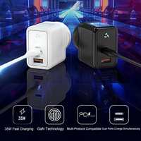 Cargador de Pared GaN de 35W con Enchufe Australiano, Carga Rápida PD QC3.0, Certificado SAA, Protocolo Completo, Cargador Portátil para Teléfono, Auriculares y Cámara
