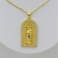 Vente en gros de breloques religieuses plaquées or 18 carats, pendentifs 3D en relief Vierge Marie Santa Muerte avec micro-pavé CZ pour la fabrication de bijoux DIY