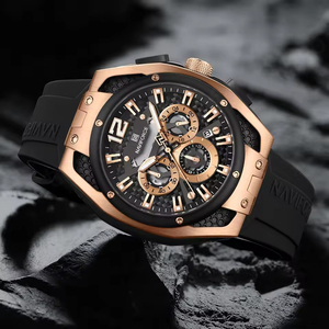 นาฬิกาข้อมือผู้ชายรุ่นใหม่ล่าสุด 8063 สไตล์วินเทจ ตัวเรือนโลหะผสม สายซิลิโคน ระบบควอตซ์ กันน้ำ 3BAR หรูหรา ปี 2025 - Product Image 3