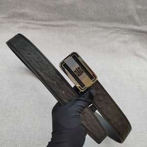 Cinturón Formal de Lujo para Hombre con Hebilla de Aleación de Acero, Cuero de Avestruz, Transpirable, Duradero, 3.8CM de Ancho - Product Image 5