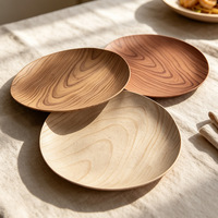 Ensemble de vaisselle pour bébé en plastique PP incassable, motif grain de bois japonais, réutilisable, qualité alimentaire, sans BPA, pour café et plateau à fruits - Vente en gros