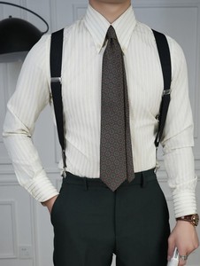 Style italien Gentry robe rétro britannique hommes à la mode <span class=keywords><strong>Slim</strong></span>-<span class=keywords><strong>Fit</strong></span> <span class=keywords><strong>chemise</strong></span> rayée à manches longues tout match décontracté banlieue sergé printemps - Product Image 2