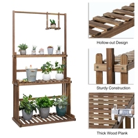 Étagère suspendue à 3 niveaux pour plantes en bois Jardin Salon Pots de fleurs Grande jardinière Présentoir pour balcon