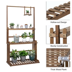 Étagère suspendue à 3 niveaux <span class=keywords><strong>pour</strong></span> plantes en bois Jardin Salon Pots de fleurs Grande jardinière Présentoir <span class=keywords><strong>pour</strong></span> <span class=keywords><strong>balcon</strong></span> - Product Image 2