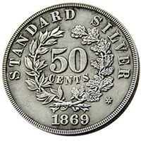 Monedas Decorativas de Reproducción Plateadas de 50 Centavos de Morgan de 1869 de EE. UU.
