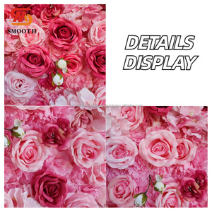 Mur de fleurs artificielles 5D rose et blanc dégradé, idéal pour événements, scènes et décorations de mariage - Nouveauté très prisée - Product Image 6