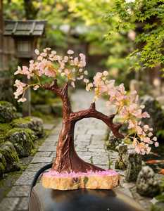 Pink Crystal Tree Handmade Gemstone Decor Wooden Base Stone Branch Ornament for Home Office <b>Desk</b> - Product Image 6