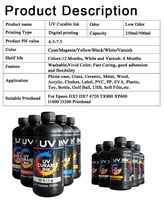 1000ml Tinta UV LED Keras Lembut untuk Epson I3200 XP600 I1600 TX800 L805 1390 DX4 DX5 DX7 Tinta Printer UV Tinta Pengerasan UV untuk Ricoh Gen5