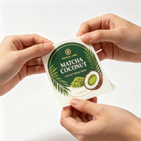 Étiquettes personnalisées pour pâte à tartiner Matcha Coco, autocollants en vinyle durables avec dorure à chaud pour emballage alimentaire de desserts tropicaux en pot