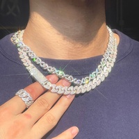 Chaîne cubaine à deux tons de conception tendance, largeur 11 mm 15 mm, argent S925, chaîne cubaine en moissanite glacée pour collier hip-hop pour hommes