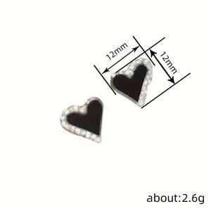 Pendientes de corazón de oro blanco para mujer, joyería de moda romántica con engaste de bisel de aleación de zinc - Product Image 6