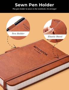 ปกแข็งแบบพกพาขนาดเล็กทำจาก PU โลโก้ที่กำหนดเองพร้อมที่ใส่ปากกาสายรัดยืดหยุ่นไดอารีบันทึกการประชุมอุปกรณ์ทางธุรกิจ - Product Image 3