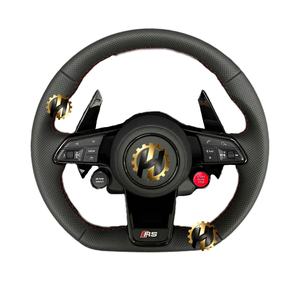 Volant sport HZ avec bouton de démarrage <span class=keywords><strong>S</strong></span>-<span class=keywords><strong>Line</strong></span>, demi-<span class=keywords><strong>coupe</strong></span> en fibre de carbone, palettes LED couleur personnalisée pour <span class=keywords><strong>Audi</strong></span> TT R8 <span class=keywords><strong>A4</strong></span> A5 B8 B9 S4 - Product Image 1