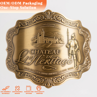 Etiqueta engomada de la botella de oro de aluminio fino suave Material Metal exquisito impermeable 3D Etiquetas Perfume Etiqueta de aluminio