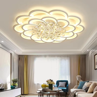 Lustre moderne en cristal blanc, forme de fleur, anneau artistique, avec télécommande, éclairage LED