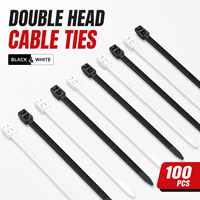 Bridas de nailon de doble cabezal de 50 libras, bridas de doble bloqueo PA66, bridas de fijación paralela para energía solar y automotriz, 4.8 x 250 mm