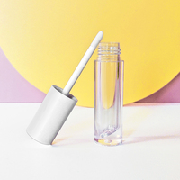 Tube de brillant à lèvres transparent avec capuchon à vis en plastique de 5 ml, sérigraphie/estampage à chaud, couvercle or rose, vente en gros d'usine