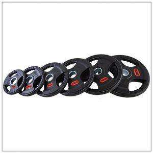 Fitness de levantamiento de pesas de triple agarre recubierta de goma de la placa de peso barra <span class=keywords><strong>discos</strong></span> - Product Image 6