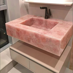Lussuoso Piano <span class=keywords><strong>Cucina</strong></span> in Onice <span class=keywords><strong>Rosa</strong></span> Naturale Retroilluminato, Top in <span class=keywords><strong>Marmo</strong></span> per Cucine di Ville - Product Image 3
