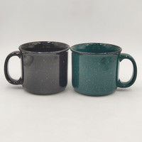 Tasse à thé/eau en grès blanc moucheté vintage classique de 16 oz, personnalisable avec logo imprimé, idéale pour cadeau promotionnel