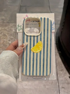 Custodia per cellulare in TPU di lusso con elementi a righe bianche e blu per <span class=keywords><strong>iPhone</strong></span> 17 Air 16 15 14 13 12 <span class=keywords><strong>11</strong></span> <span class=keywords><strong>Pro</strong></span> <span class=keywords><strong>Max</strong></span>, <span class=keywords><strong>cover</strong></span> antiurto estiva con limoni - Product Image 2
