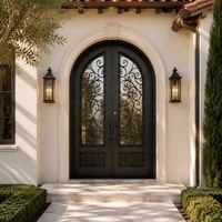 Porte d'entrée principale en fer forgé isolée avec verre de sécurité, double entrée en fer pour entrée/hôtel/villa – Direct Usine