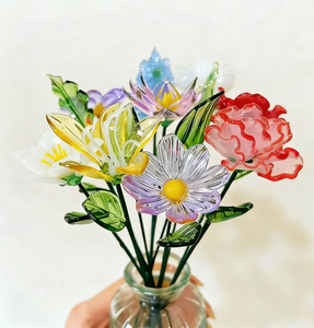 งานศิลปะดอกไม้ใสบริสุทธิ์ ของขวัญดอกไม้ทำมือ ช่อดอกไม้วันเกิด ก้านยาว ดอกไม้<span class=keywords><strong>แก้ว</strong></span> ของขวัญวันแม่ - Product Image 3