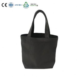 Bolsa de Lona de Algodón Negra Sólida, Diseño Cuadrado Compacto, Tela Lisa Mate, Bolso Simple para Uso Diario y Recados en la Ciudad - Product Image 1