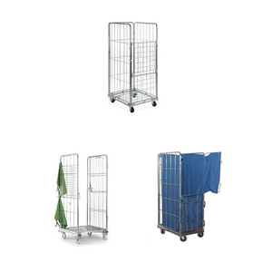 सामग्री हैंडलिंग रसद परिवहन धातु वेल्डेड जाल ध्वस्त वाणिज्यिक स्टील बिक्री के लिए कपड़े धोने ट्रॉलियों - Product Image 4