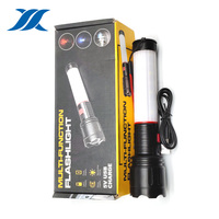 Lampe torche XINYIN T10 en alliage d'aluminium LED blanche longue portée avec charge TYPE-C, lumières latérales rouges et bleues, zoom d'urgence