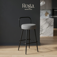 Tabouret de bar moderne en métal avec siège et dossier rembourrés, hauteur de comptoir, mobilier de bar commercial non pliable, pour bar à domicile, café, cuisine