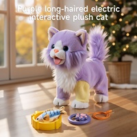 Tumama Chat en peluche robot interactif pour enfants, compagnon de compagnie à poils longs, contrôlé par télécommande, qui marche et chante, pour filles et bébés