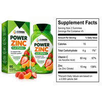 Gummies au Zinc Plus Vitamine C Saveur Fraise Mandarine 90 Unités Végétarien Sans Colorants Artificiels Complément Alimentaire