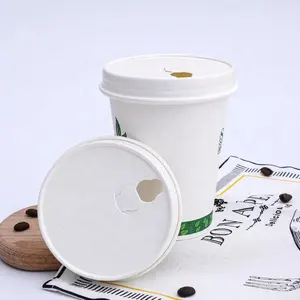 Biểu tượng tùy chỉnh chất lượng cao takeout Cốc giấy 12 oz dùng một lần ly cà phê có nắp đậy