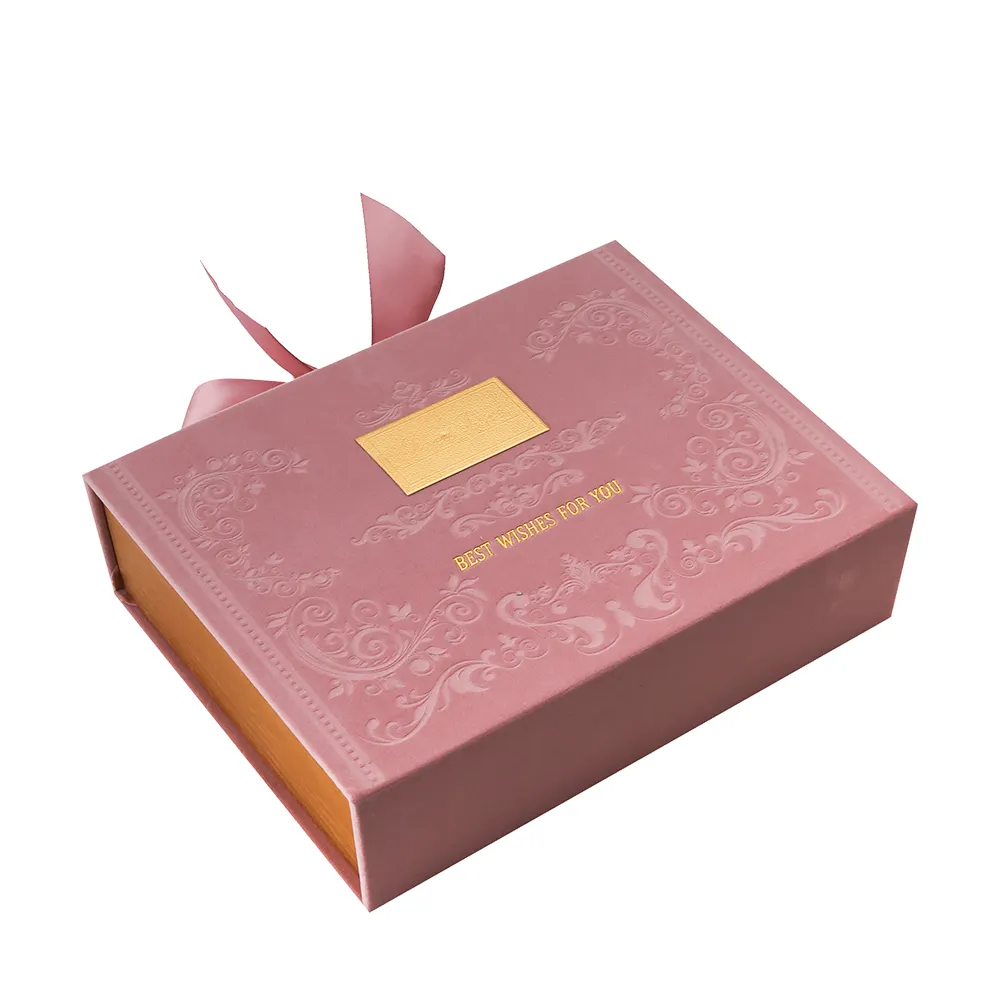 Kotak Kemasan Hadiah Pernikahan Kaku Premium Kosong Khusus dengan Pita