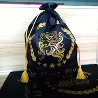 Sacs d'emballage de cheveux de poche de perruque de soie de satin de taille et de couleur de logo personnalisé pour des faisceaux de cheveux avec ruban