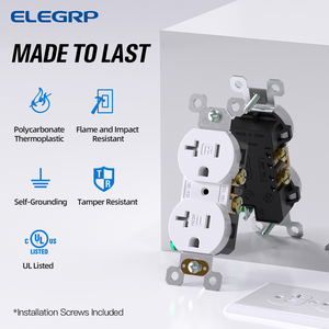 ELEGRP Paquete de 10 Receptáculos Dobles Resistentes a Manipulaciones, Tomacorriente de Pared Eléctrico de 20A 125V, Enchufe de Pared Universal de Grado <span class=keywords><strong>Residencial</strong></span> - Product Image 3
