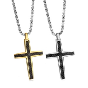 Collier croix en acier inoxydable pour homme avec pendentif Jésus-Christ, très populaire et en vente chaude - Product Image 1